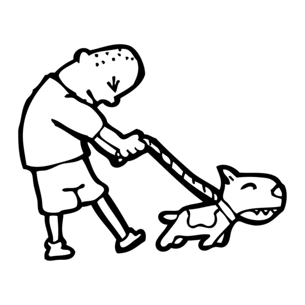 Άνθρωπος περπάτημα σκύλο κινουμένων σχεδίων — Διανυσματικό Αρχείο
