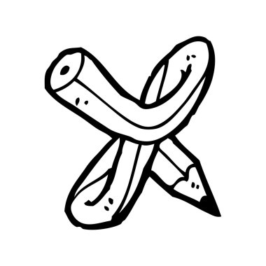 karikatür kalem şeklinde harf x