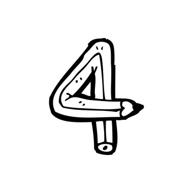 karikatür kalem numarası 4 şeklinde