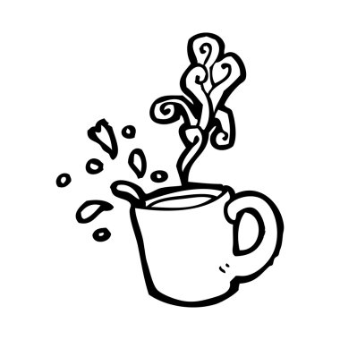 sıcak fincan kahve çizgi film