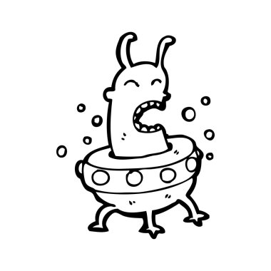 uçan daire karikatür alien