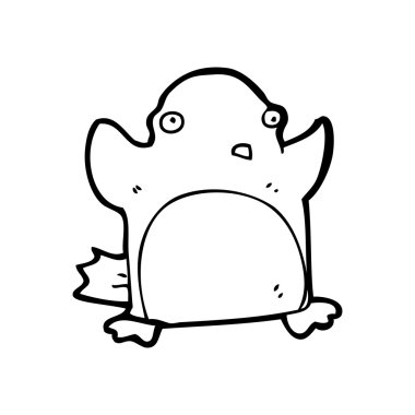 Retro penguen karikatür