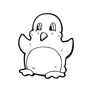 Retro penguen karikatür