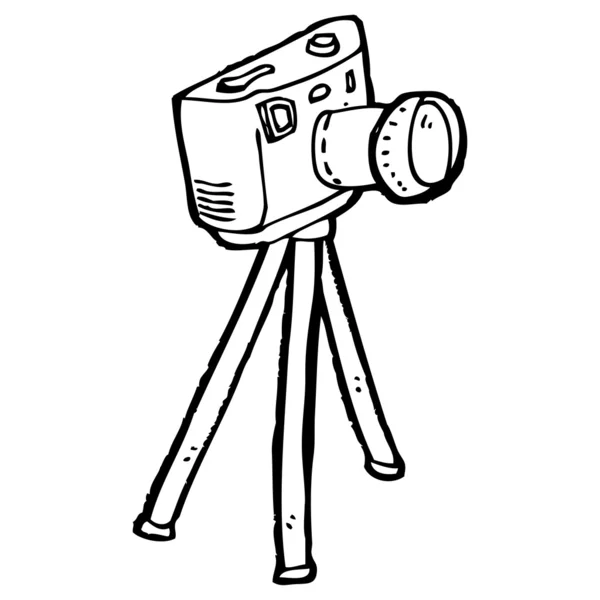 Camera on tripod cartoon — Stock Vector