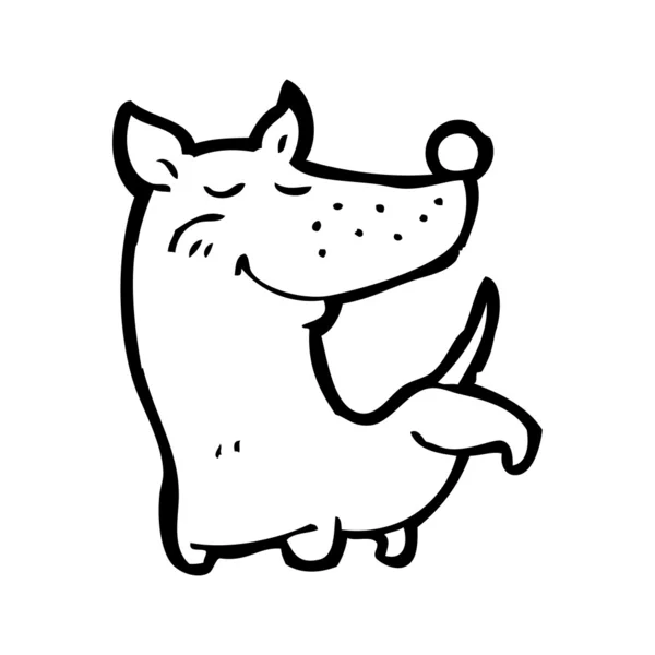 Perro cocking pierna de dibujos animados — Vector de stock