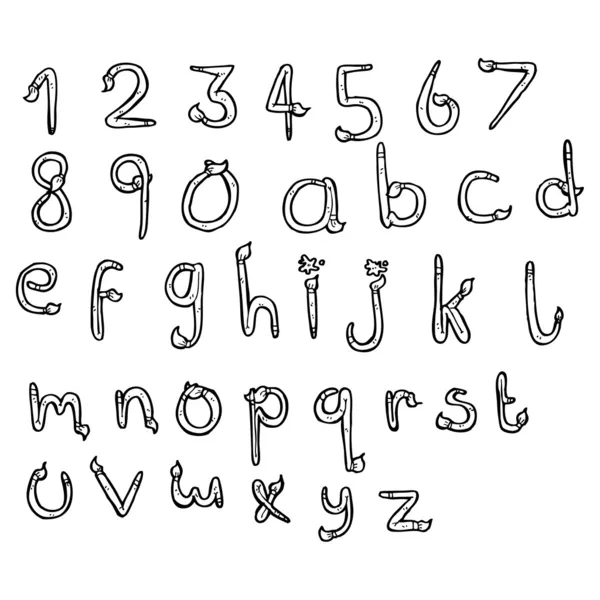 Penseel alfabet tekening — Stockvector