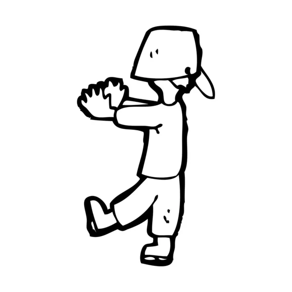 Homme avec seau sur la tête dessin animé — Image vectorielle