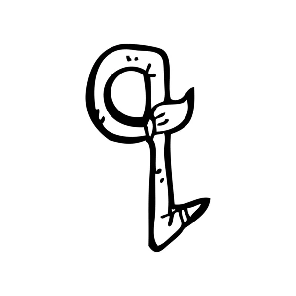 Cartoon pennello a forma di lettera q — Vettoriale Stock