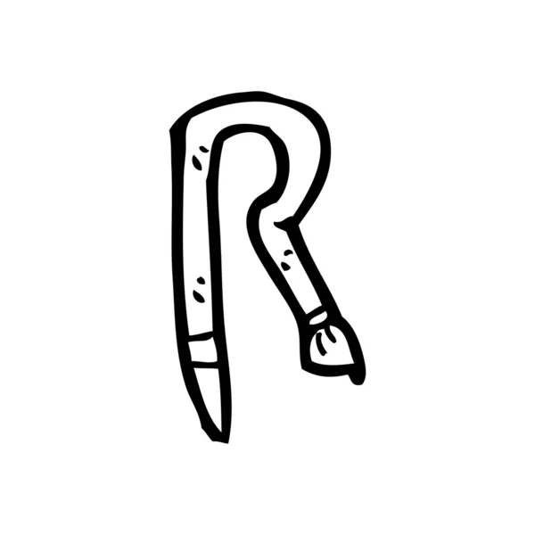 Cartoon paint brush shaped letter r — Stock Vector