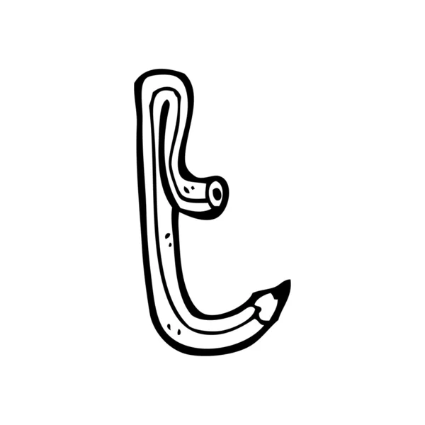 手紙 t の形をした漫画鉛筆 — ストックベクタ