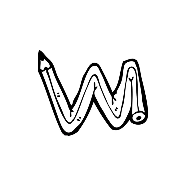 Karikatür kalem şeklinde harf w — Stok Vektör