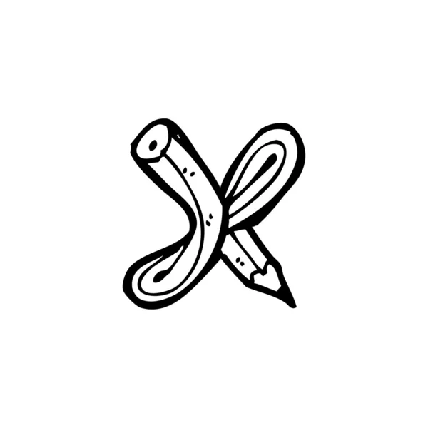 Letra en forma de lápiz x — Vector de stock