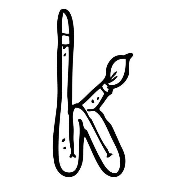 Pennello cartone animato lettera K — Vettoriale Stock