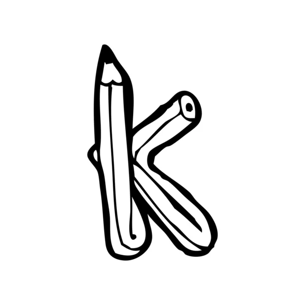 Літери у формі олівця k — стоковий вектор