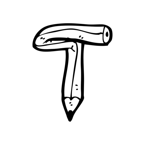 鉛筆の形の手紙 t — ストックベクタ