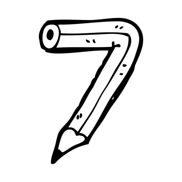 Desenhos animados a lápis número sete —  Vetores de Stock