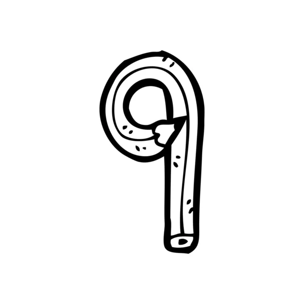 番号 9 の形をした漫画鉛筆 — ストックベクタ