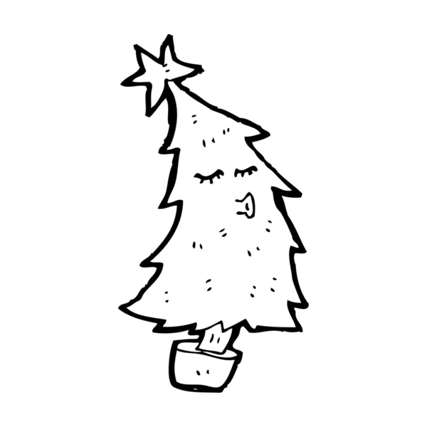 Desenhos animados árvore de Natal feliz — Vetor de Stock