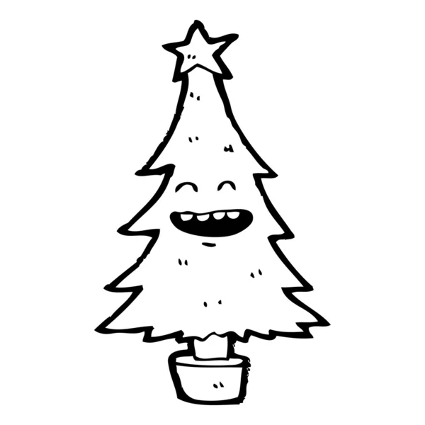 Artoon árbol de Navidad feliz — Vector de stock