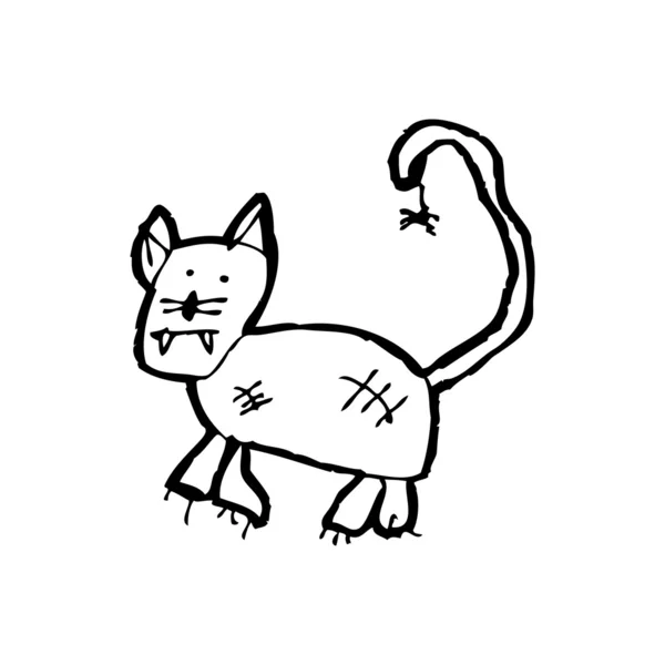 Desenho de criança de um gato assustador halloween —  Vetores de Stock