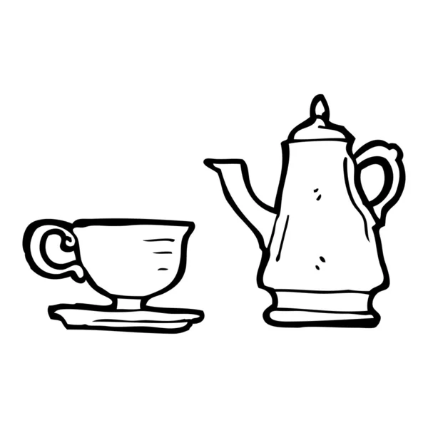 Kettle and cup cartoon — Stock Vector