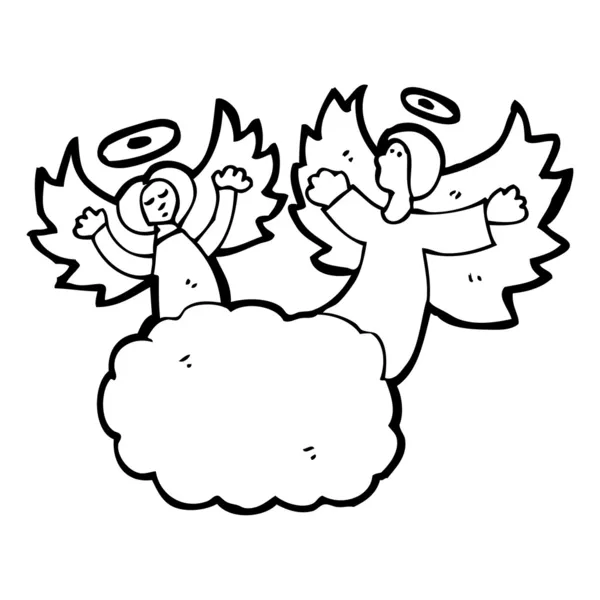 Anges artoon sur le nuage — Image vectorielle