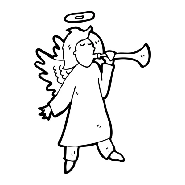 Κινούμενα σχέδια άγγελος παίζει τρομπέτα — Διανυσματικό Αρχείο