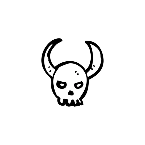 Cartoon schedel met hoorns — Stockvector