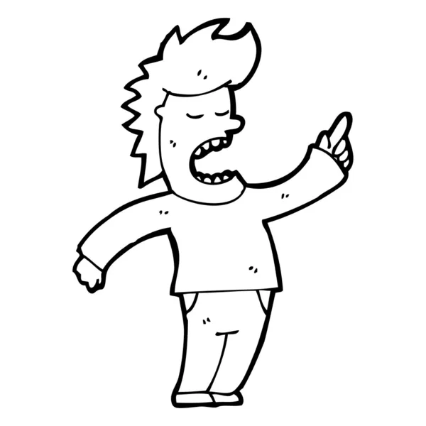 Hombre enojado señalando dibujos animados — Vector de stock