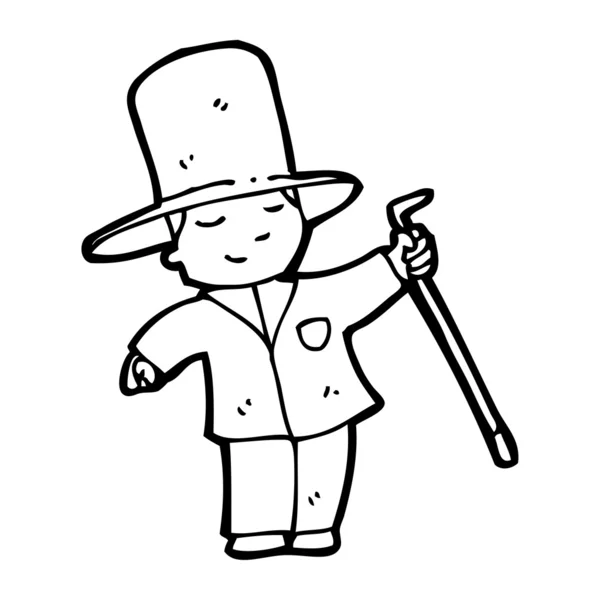 Niño en top sombrero de dibujos animados — Vector de stock