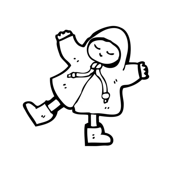 Πρόσωπο Χορεύοντας στη βροχή παλτό κινουμένων σχεδίων — Διανυσματικό Αρχείο