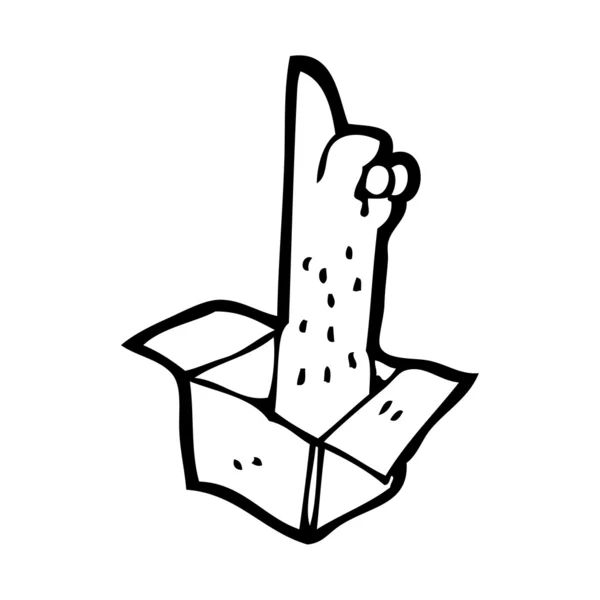 Hand zeigt aus der Box Cartoon — Stockvektor