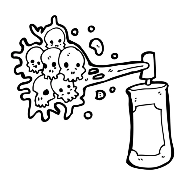 Spooky cráneo graffiti spray lata de dibujos animados — Vector de stock