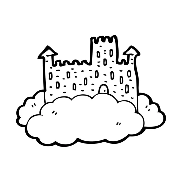 Castelo de conto de fadas no céu desenhos animados —  Vetores de Stock
