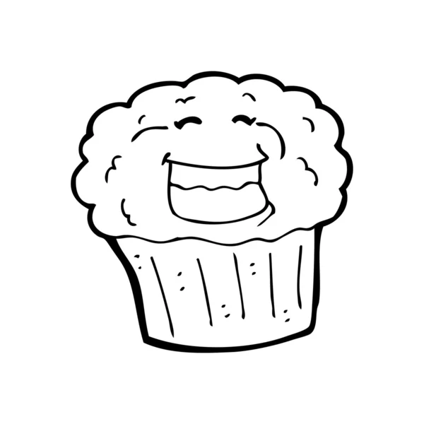 Happy muffin cartoon — Stock Vector