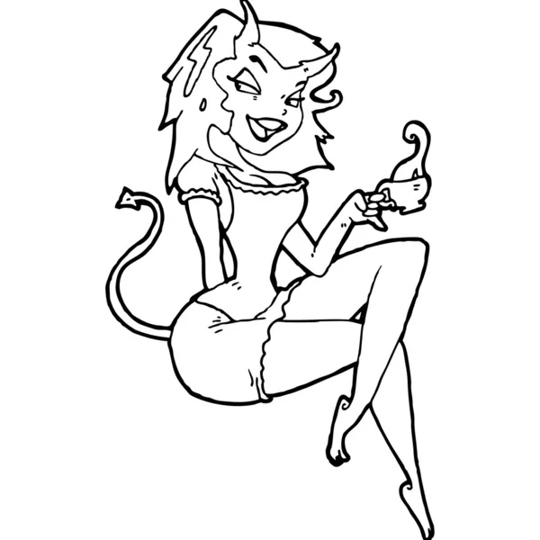 Desenhos animados diabo menina — Vetor de Stock