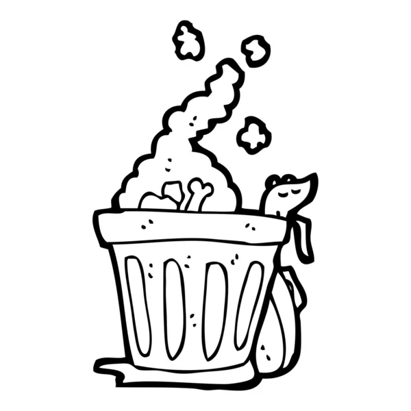 Rat on trash can cartoon — Stock Vector