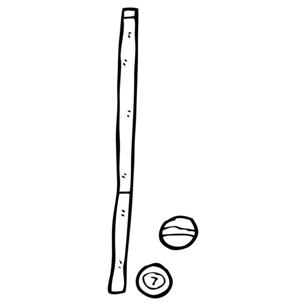 Pool-Stick und Bälle Karikatur — Stockvektor