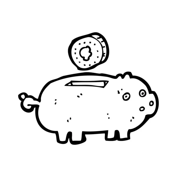 Piggy bank cartoon with coin — Stock Vector