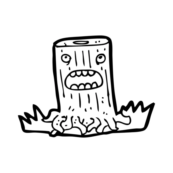 Árbol muñón personaje de dibujos animados — Vector de stock