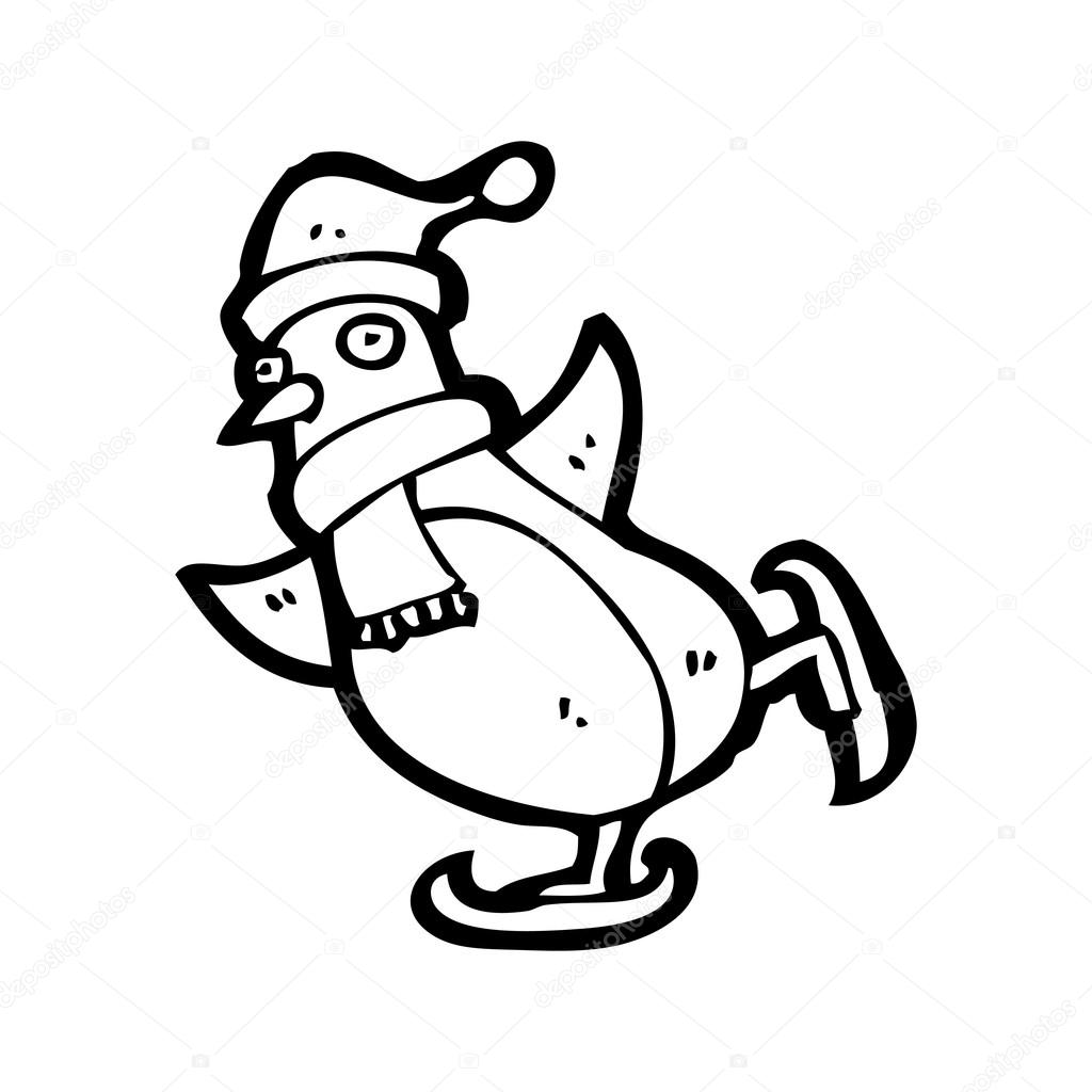 Ice skating penguin cartoon — Stock Vector © lineartestpilot #19763497
