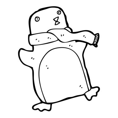 Noel penguen karikatür