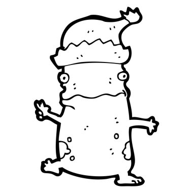 Kurbağa Noel şapka çizgi dans