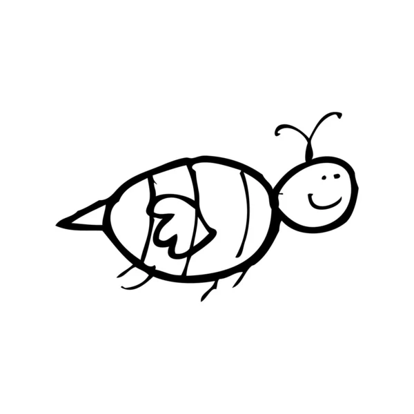 Desenho de criança de uma abelha feliz — Vetor de Stock