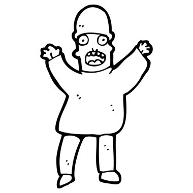 şapka karikatür korkan adam