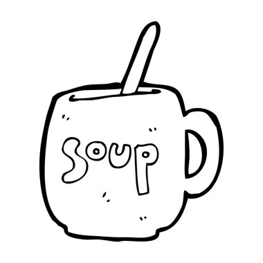 çorba karikatür bir fincan