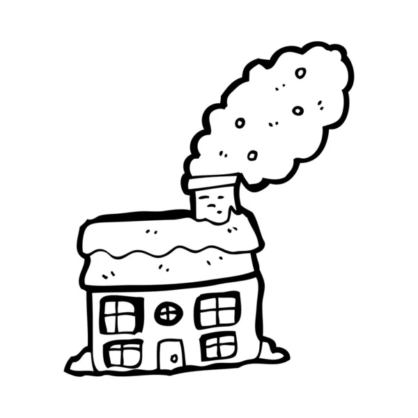 Huis met schoorsteen cartoon — Stockvector