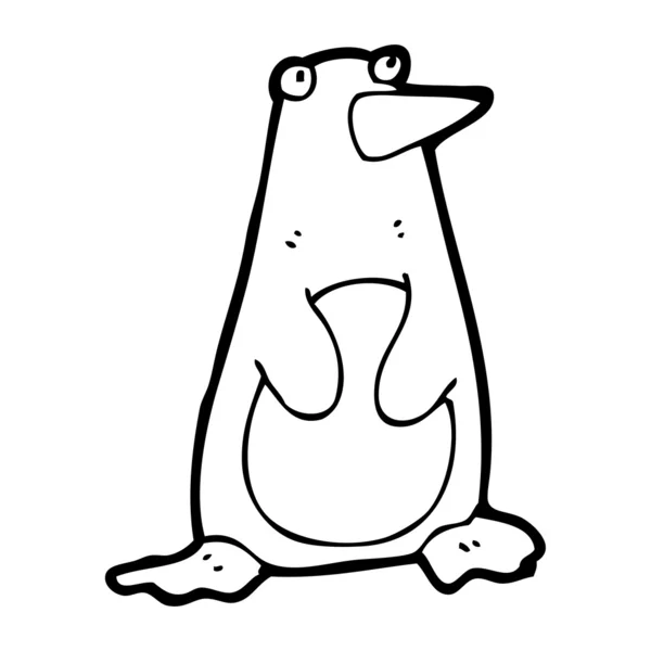 Tímido pingüino de dibujos animados — Vector de stock