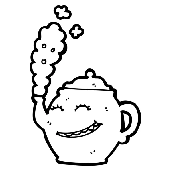 Šťastný čajník kreslený — Stockový vektor