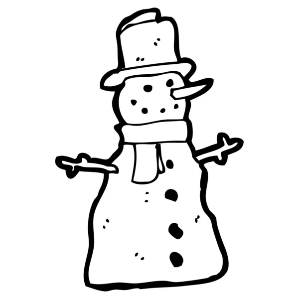 Dessin animé traditionnel bonhomme de neige — Image vectorielle